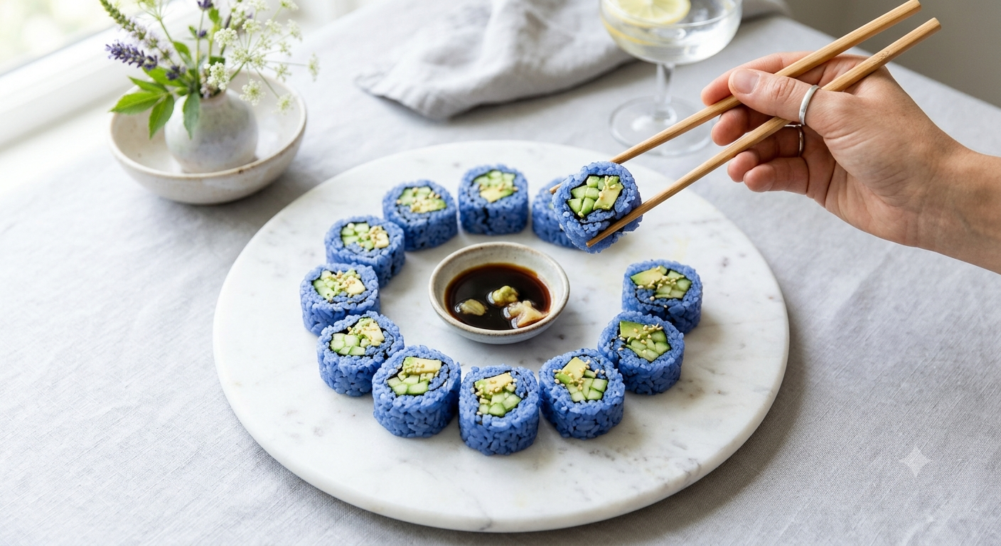 Butterfly Pea Antioxidant Sushi Rolls